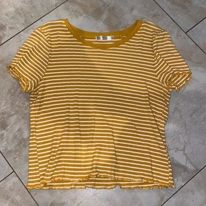 Yellow and White striped ribbed crop top